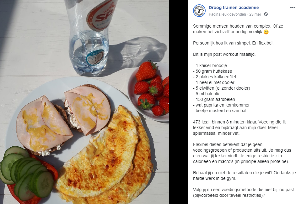 facebook post droog trainen academie
